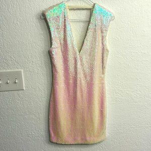 Pink/white sequin dress, size small. NWT